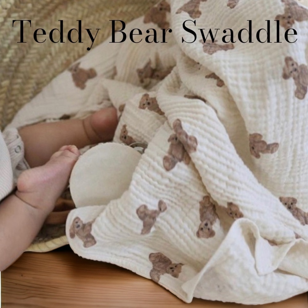 Teddy Bear Blanket breathable Muslin Swaddle NEWBORN Blanket